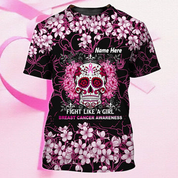 FUNSTUFFPRINT Personalized Name 3D T-Shirt For Breast Cancer 3D T-shirt