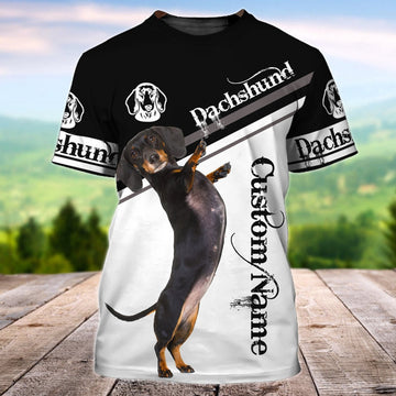 FUNSTUFFPRINT Custom 3D All Over Print T-Shirt For Dachshund Lover, Dachshund Tee Shirts Men Women 3D T-shirt
