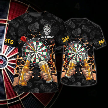 FUNSTUFFPRINT Personalized 3D Full Print Dart And Beer Shirt For Men And Women, Drinking Beer DarT-Shirt, Dart Gift 3D T-shirt