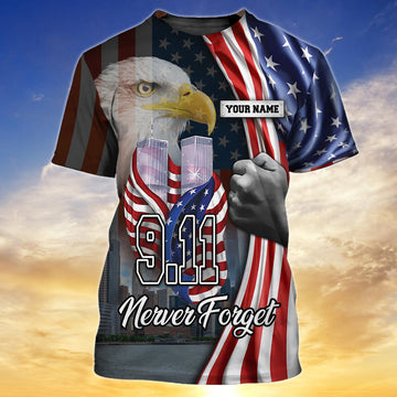 FUNSTUFFPRINT 9.11 NEVER FORGET - Personalized Name 3D T-Shirt