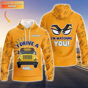 FUNSTUFFPRINT Bus - Personalized Name 3D Hoodie and Zip Hoodie