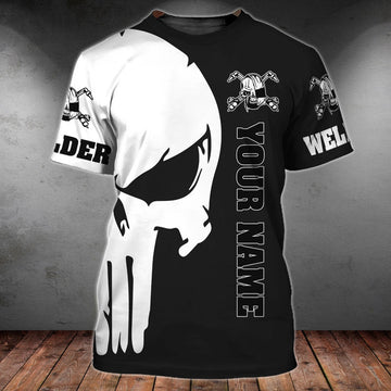 FUNSTUFFPRINT Custom Skull Welder Shirt, Welding Shirt With Skulls Pattern 3D T-shirt