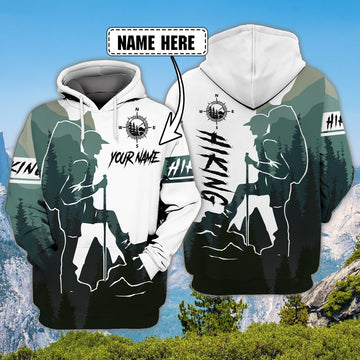 FUNSTUFFPRINT Hiking- Personalized Name 3D Hoodie and Zip Hoodie