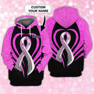 FUNSTUFFPRINT Breast Cancer Ribbon - Personalized Name 3D Hoodie - Dp98 3D Hoodie and Zip Hoodie