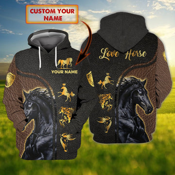 FUNSTUFFPRINT Horse 1 - Personalized Name 3D Hoodie and Zip Hoodie
