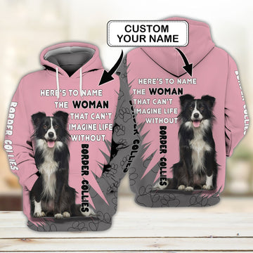 FUNSTUFFPRINT Border collies- Personalized Name 3D Hoodie and Zip Hoodie