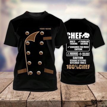 FUNSTUFFPRINT Chef 3D Shirt, Bakery Chef Full Print Tee Shirt, Personalized Name 3D T-Shirt, Sublimation Master Chef 3D T-shirt