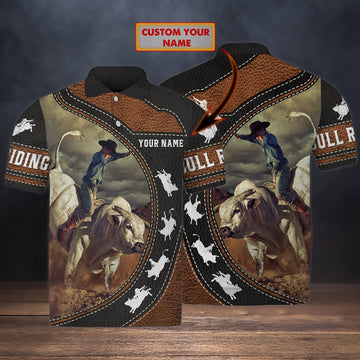 FUNSTUFFPRINT Bull Riding - Personalized Name 3D Polo Shirt