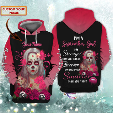 FUNSTUFFPRINT September Girl - Personalized Name 3D Hoodie and Zip Hoodie