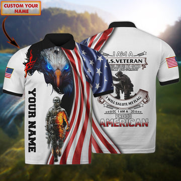 FUNSTUFFPRINT VETERAN Personalized Name - 3D Polo Shirt