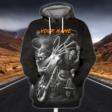 FUNSTUFFPRINT Custom Name-Hoodie Shirt-Biker-I can't go hell 3D Hoodie and Zip Hoodie