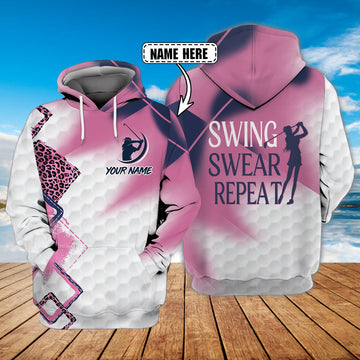 FUNSTUFFPRINT Swing Swear Repeat - Personalized Name- Dah 79 3D Hoodie and Zip Hoodie