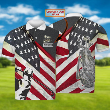 FUNSTUFFPRINT Personalized Name-Golf-3D Polo Shirt