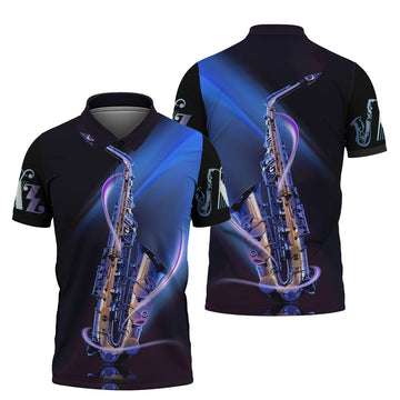 FUNSTUFFPRINT Saxophone Jazz - Personalized 3D Polo Shirt