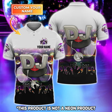 FUNSTUFFPRINT Dj 1222 Personalized Name 3D Polo Shirt