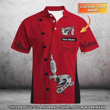 FUNSTUFFPRINT Tattoo Art D105 Personalized Name 3D Polo Shirt With Pocket (non workwear)