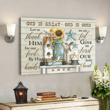 Hummingbird – God Is Great God Is Good - Bible Verse Canvas - Scripture Canvas Wall Art