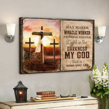 Christian Canvas Wall Art - The Old Rugged Crosses - Sunset Painting - My God Is The Light In The Darkness