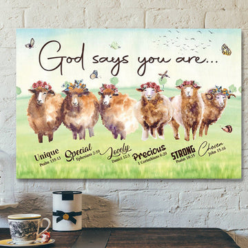 God Canvas - Bible Verse Canvas - God Says You Are Chosen - Lovely Lamb Canvas - Scripture Canvas