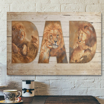 Bible Verse Wall Art Canvas - Dad - Awesome Lion Canvas