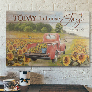 Bible Verse Wall Art Canvas - Beautiful Sunflower Road - Today I Choose Joy Canvas