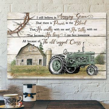 Green Electric Tricycle - I Still Believe In Amazing Grace - Bible Verse Canvas - Scripture Canvas Wall Art