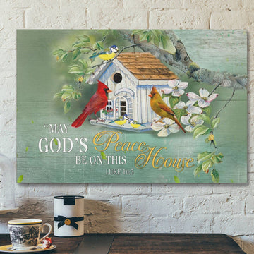 Bible Verse Canvas - Luke 105 May Gods Peace Be On This House Canvas Wall Art - Scripture Canvas Wall Art