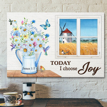 God Canvas - Bible Verse Canvas - Butterfly And Flower Canvas - Today I Choose Joy - Scripture Canvas