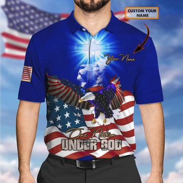 FUNSTUFFPRINT Boom - Personalized Name - 3D Polo Shirt - Eagle God 2