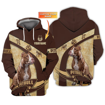 FUNSTUFFPRINT Love Pitbull- Personalized Name 3D Hoodie and Zip Hoodie