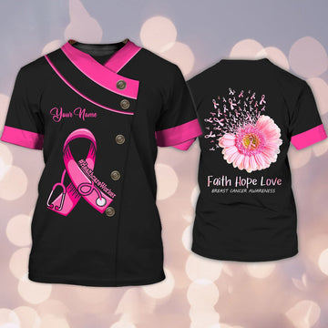 FUNSTUFFPRINT Healthcareworker Breast Cancer Awareness Shirts, Personalized Name 3D T-Shirt Tad (Non Workwear) 3D T-shirt