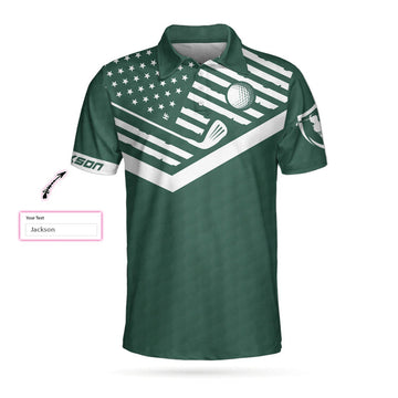 My Green Jacket Is In The Wash Custom Polo Shirt, Personalized Forest Green American Flag Golf Shirt For Men