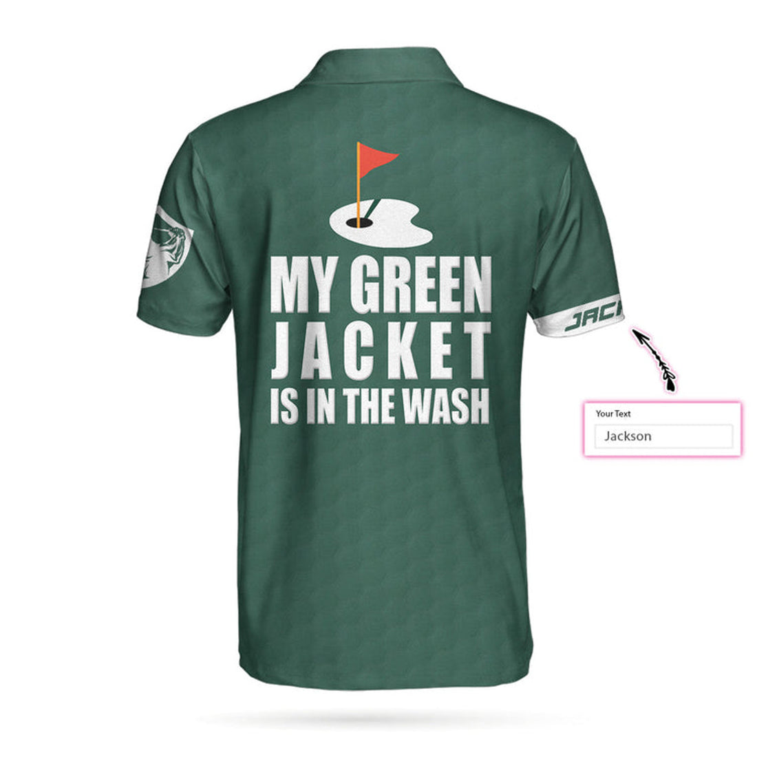 My Green Jacket Is In The Wash Custom Polo Shirt, Personalized Forest Green American Flag Golf Shirt For Men