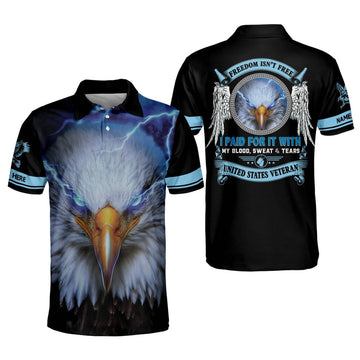 Custom Freedom Isn't Free American Eagle Veteran Custom Polo Shirt