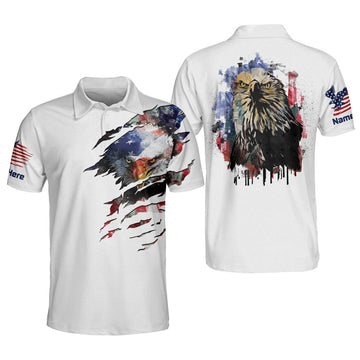 Custom 3D All Over Print Eagle American Polo Shirt For Men Independence Outfit