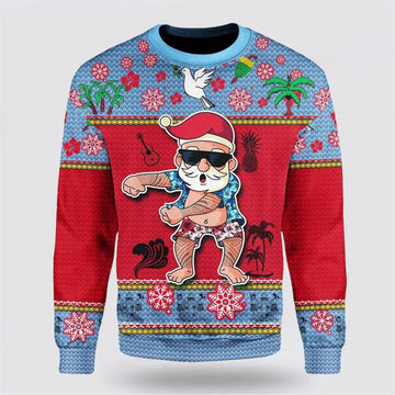 FUNSTUFFPRINT Namishirt Fiji Christmas Sweater Santa Claus Polynesian Tattoo – Christmas Gifts For Frends Ugly Sweater
