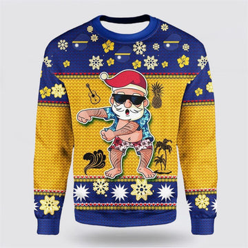 FUNSTUFFPRINT Namishirt Nauru Christmas Sweater Santa Claus Polynesian Tattoo – Christmas Gifts For Frends Ugly Sweater
