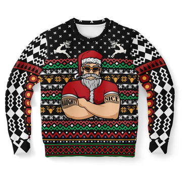 FUNSTUFFPRINT Naughty Santa Bouncer Ugly Christmas Sweater, Christmas Sweater, Ugly Sweater, Funny Xmas Sweaters Ugly Sweater