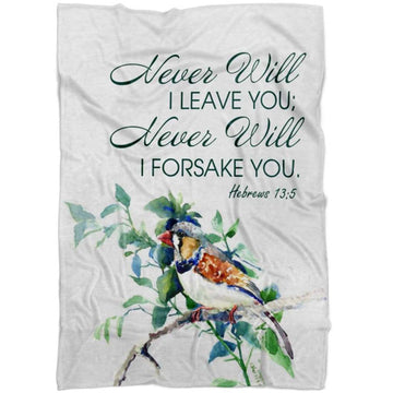 FUNSTUFFPRINT Never Will I Leave You Never Will I Forsake You Hebrews 135 Fleece Blanket - Christian Blanket - Bible Verse Blanket