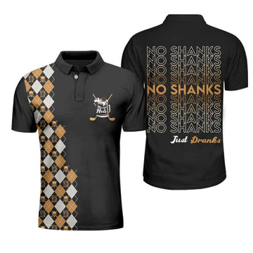 No Shanks Just Dranks The 19Th Hole Polo Shirt, Argyle Pattern Beer Polo Shirt, Golf Shirt For Beer Lovers