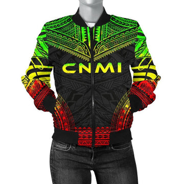 FUNSTUFFPRINT Northern Mariana Islands Polynesian Chief Women'S Bomber Jacket - Reggae Version - 3D Bomber Jacket