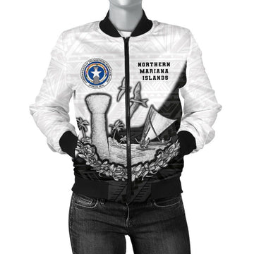 FUNSTUFFPRINT Northern Mariana Islands Women Bomber Jacket Latte Stone 3D Bomber Jacket