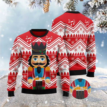 FUNSTUFFPRINT Nutcracker With Drum Ugly Christmas Sweater, Christmas Sweater, Ugly Sweater, Funny Xmas Sweaters Ugly Sweater