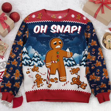 FUNSTUFFPRINT Custom Oh Snap Gingerbread Funny For Men, Women Ugly Sweater