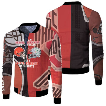 FUNSTUFFPRINT Ohio State Buckeye On Saturdays Cleverland Brown On Sundays 3D 3D Bomber Jacket