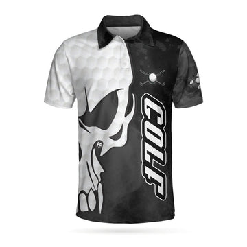 Custom On Par For Years Golf Short Sleeve Custom Polo Shirt, Personalized Skull Black And White Golf Shirt For Men