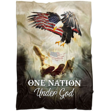 FUNSTUFFPRINT One Nation Under God 2 Fleece Blanket - Christian Blanket - Bible Verse Blanket