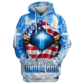 FUNSTUFFPRINT 3D One Nation Under God 1 3D Hoodie and Zip Hoodie