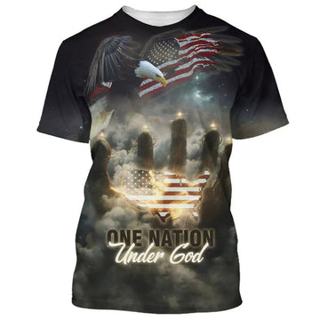 FUNSTUFFPRINT One Nation Under God American Christian 3D T-shirt