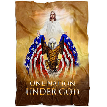 FUNSTUFFPRINT One Nation Under God Fleece Blanket - Christian Blanket - Bible Verse Blanket